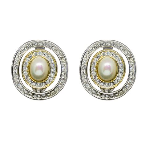 dior pearl earrings silver|christian dior vintage pearl earrings.